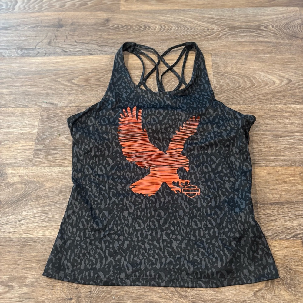 Harley-Davidson Black Tank with Orange Eagle Graphic